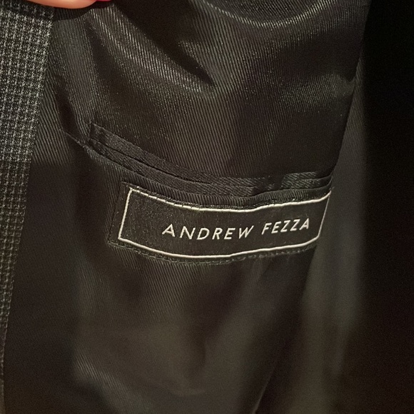 Andrew Frezza men’s Grey Blue small check blazer jacket career 100% wool  46R - Picture 6 of 15